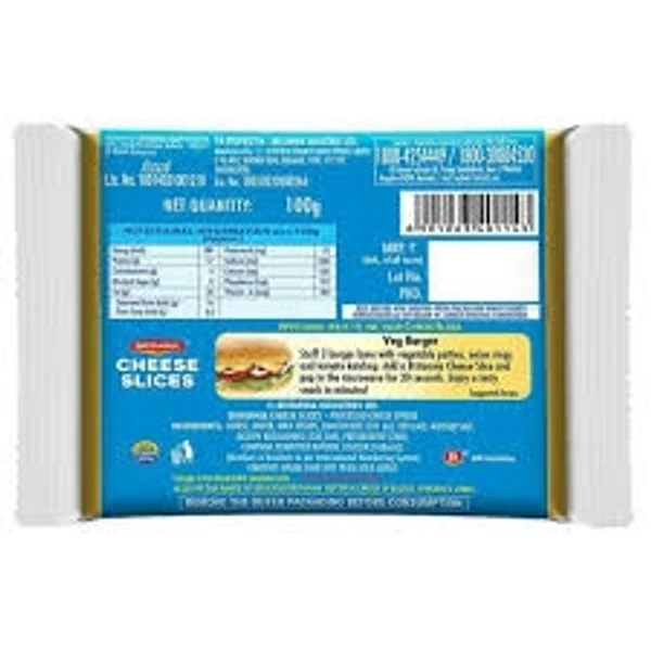 Britannia Cheese Slices  - 100g -(5 Slices ×20g Each)