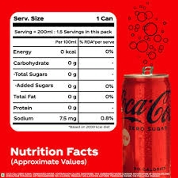 Coca Cola  Zero Sugar Soft Drink  - 300ml