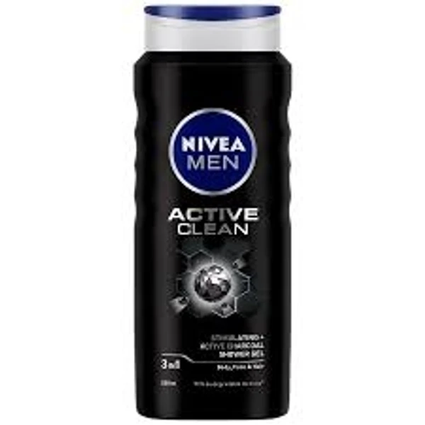 Nivea Active Clean Shower Gel With Active Charcoal For Body, Face & Hair - 250ml