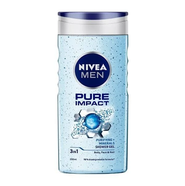 Nivea Pure Impact Shower Gel - With Micro Purticels, Purifying, Freshness For Body, Face & Hair - 500ml