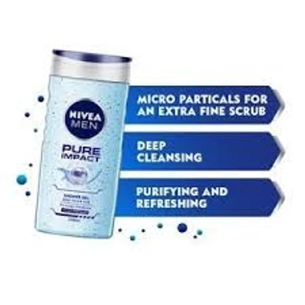 Nivea Pure Impact Shower Gel - With Micro Purticels, Purifying, Freshness For Body, Face & Hair - 500ml