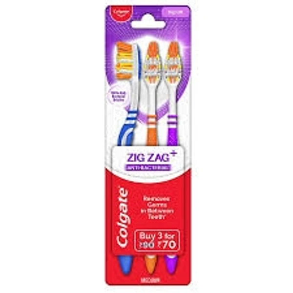 Colgate Zigzag+ Antibacterial Toothbrush Medium - 1Pcs