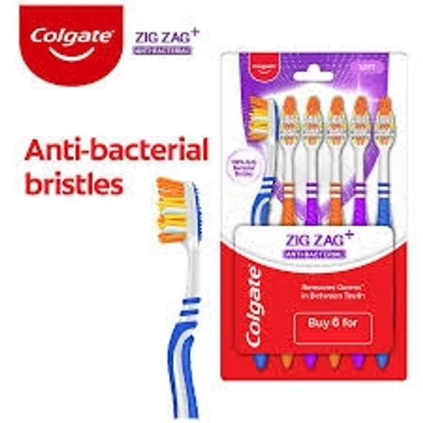 Colgate Zigzag+ Antibacterial Toothbrush Medium - 3pcs