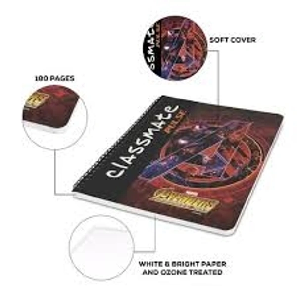 Classmate  Pulse Spiral Notebook- Unruled, For School & Office Use - 160pages