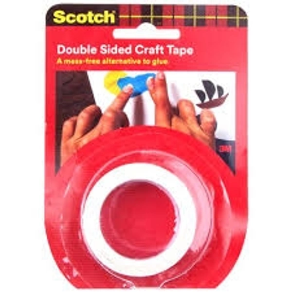 Double Sided Craft Transparent Tape, A Mess Free Alternative to Glue - Scotch, Red