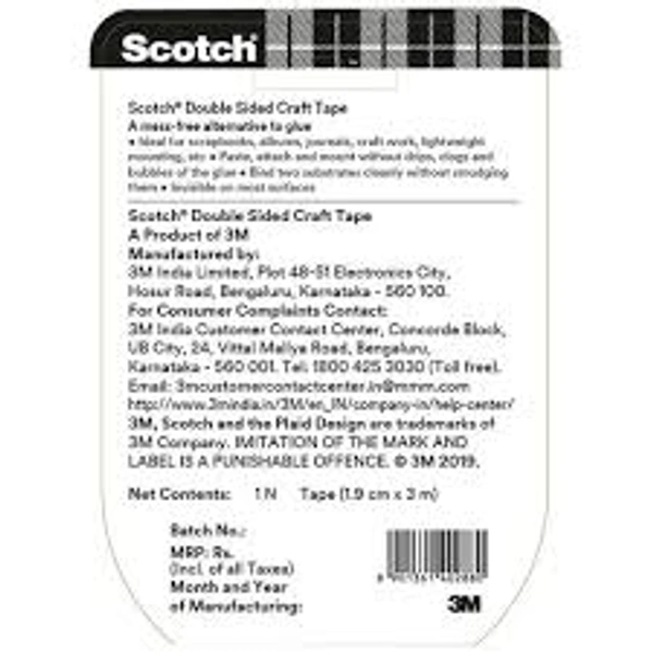 Double Sided Craft Transparent Tape, A Mess Free Alternative to Glue - Scotch, Red