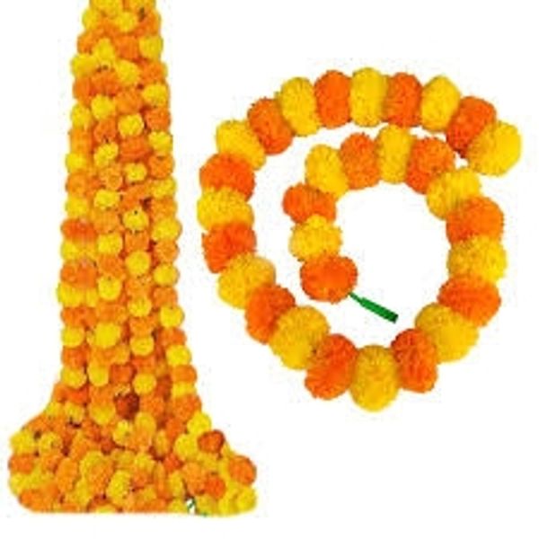 Garland Marigold Flower, Orange & Yellow Mixed,2ft - 1pcs