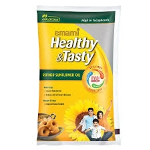 Emami Healthy And Testy Refined Sunflower Oil - 1 L - Pouch