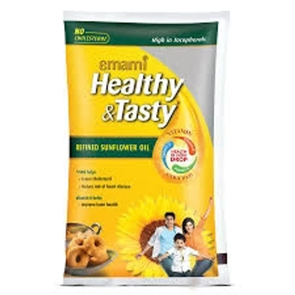 Emami Healthy And Testy Refined Sunflower Oil - 1 L - Pouch