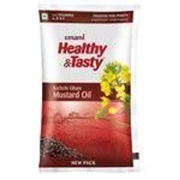 Emami Healthy And Testy Kachi Ghani Mustard Oil - 1 L - Pouch