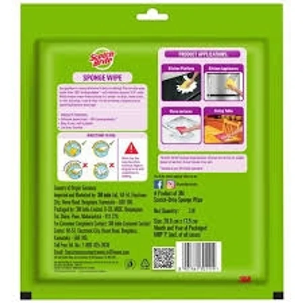 Scotch-Brite Sponge Wipes - Cleans Any Mess In A Swipe, 10× Absorption, No Water Marks, Re-usable - 1pcs