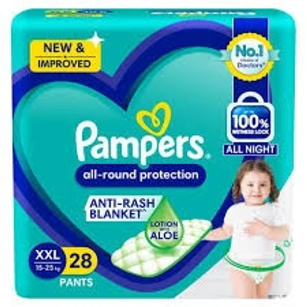 Pampers All Round Protection Diaper Pants XXL, 15-25 Kg, Anti Rush Blanket, 100% Wetness Lock, All Night - 42 Pcs