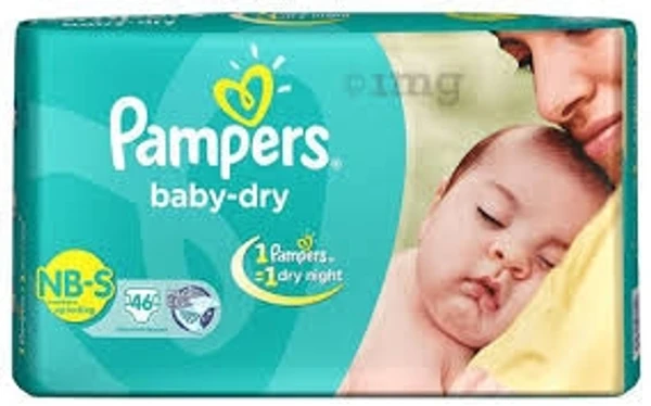 Pampers Baby Dry Disposal- Small, NB-S, 1 Pampers - 1 Dry Night - 46 Pcs