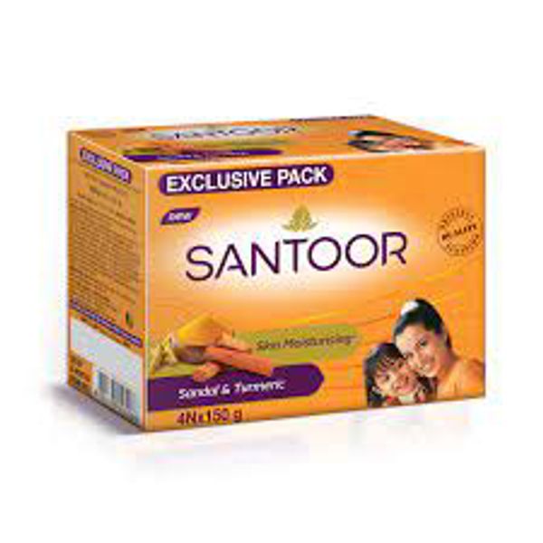 Santoor Soap- Sandal & Turmeric  - 100g (Pack Of 4)