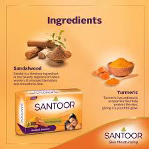Santoor Soap- Sandal & Turmeric  - 100g (Pack Of 4)