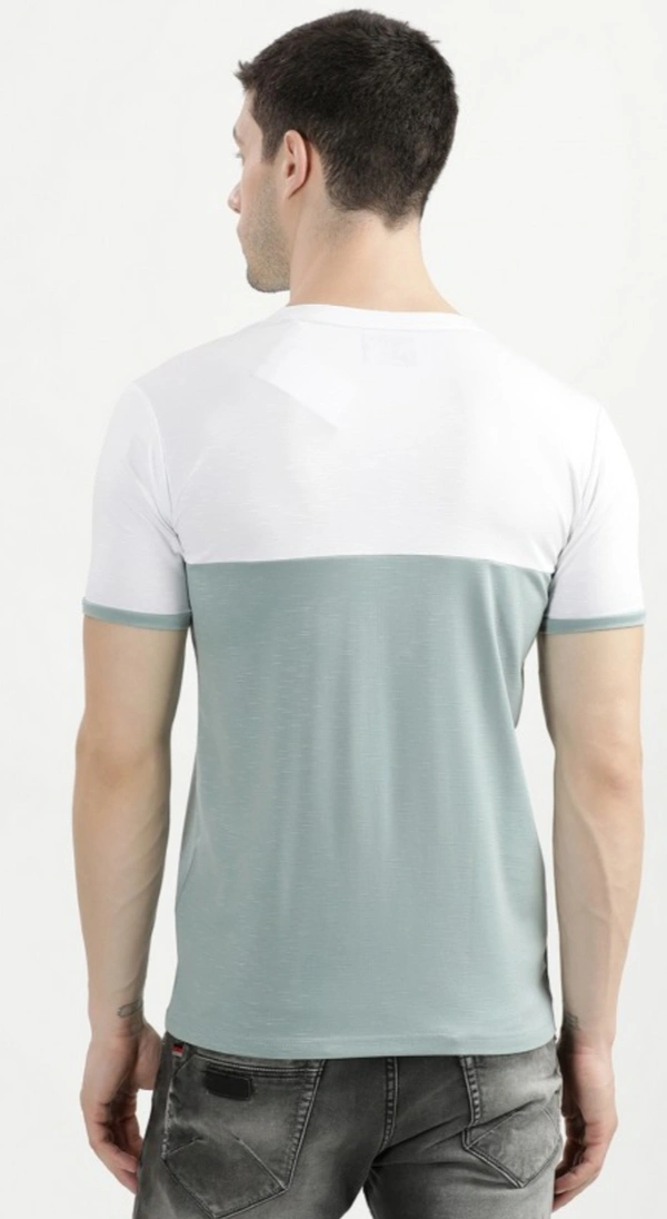 White Men Half-sleevs Round Neck T-shirt - LIGHT GREEN AND WHITE, S , L , M , XL , XXL , XS