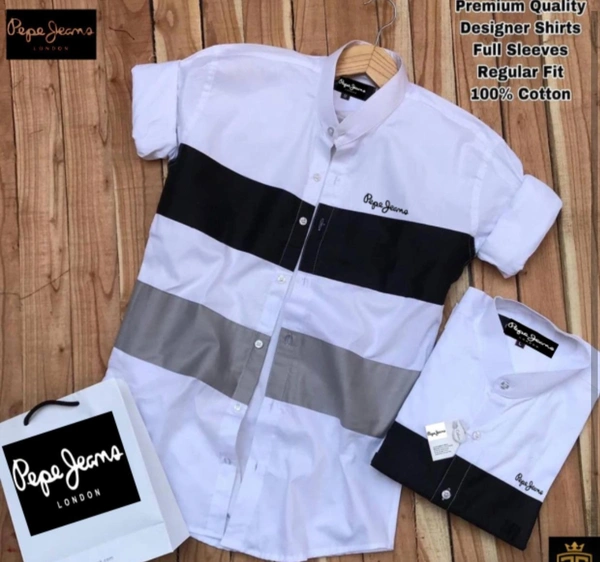 PEPE_JEANS DESIGNER SHIRT - WHITE, M-38 , L-40, XL-42 , XXL-44