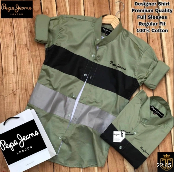 PEPE_JEANS DESIGNER SHIRT - OLIVE GREEN, M-38          , L-40,          XL-42,          XXL-44