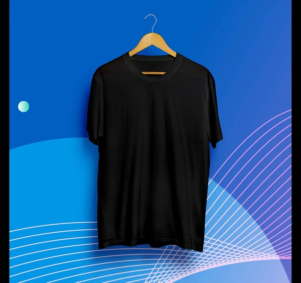 T Shirt - Black Simple Staple Plain - Black, XL