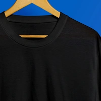T Shirt - Black Simple Staple Plain - Black, XL