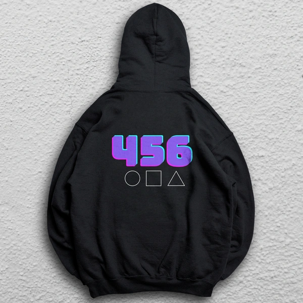 Pullover Hoodies - Black Squid Game 456 - Black, S