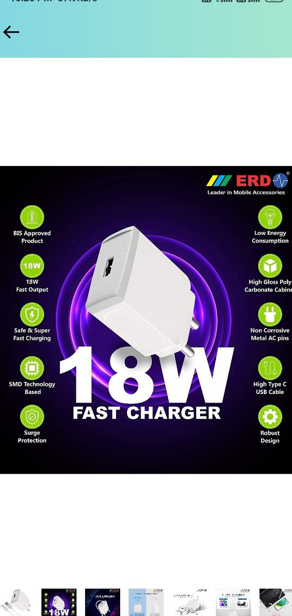 ERD UNIVERSAL QUICK CHARGE 18W AUTO ID ONLY DOCK NO❌ USB C DATA CABLE 3 Month Warranty - white⚪