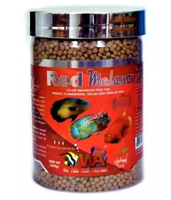 WA RED MELANO|FISH FOOD FOR ENHANCING COLOR|220GM  - 220 Gm