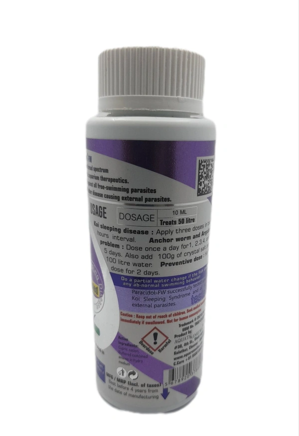 PARACIDOL-FW|Freshwater External Anti-paracitic|Aquatic Medicine For Freshwater Fish  - 120 ML