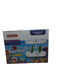 Taiyo Double House Betta/Fighter Fish Tank|Acrylic|With LED Light - Pink Flamingo, 1.5 Litre