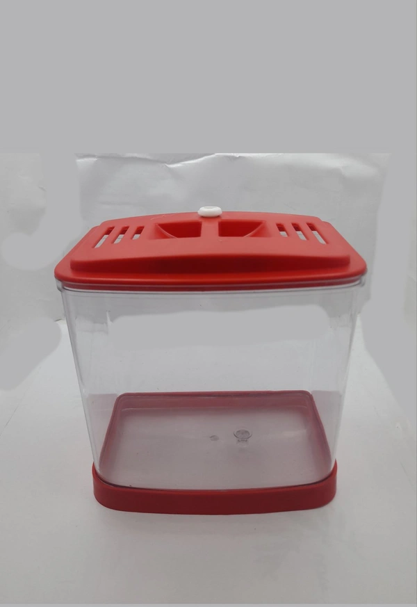 Single Betta House For Betta/Fighter Fish|ACRYLIC|With LED Light - 7.5 ML, Red