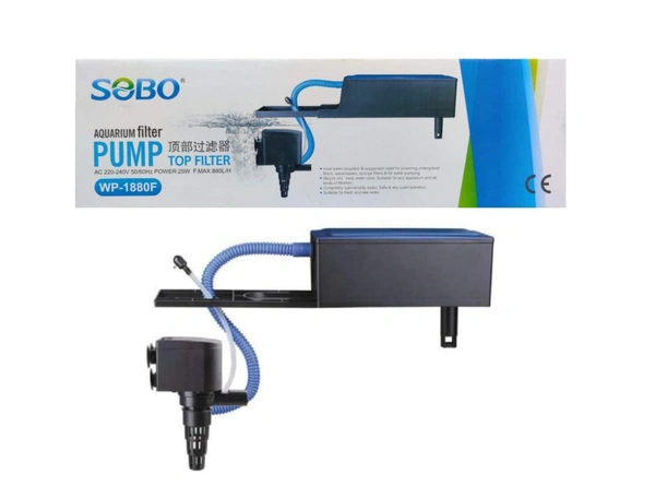SOBO Top Filter WP-1880F For Aquarium |25 Watt, 880L/H|Free 1 Feet White Sponge  - WP-1880F/25W