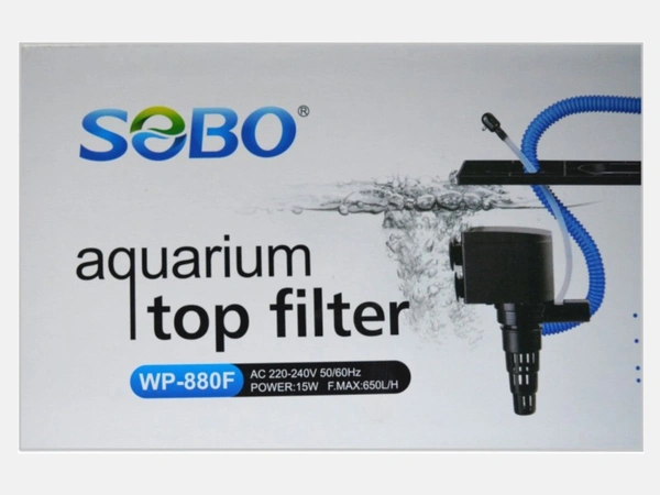 SOBO Top Filter WP-880F For Aquarium|15 Watt, 650L/H|Free 1 Feet White Sponge  - WP-880F/15 Watt