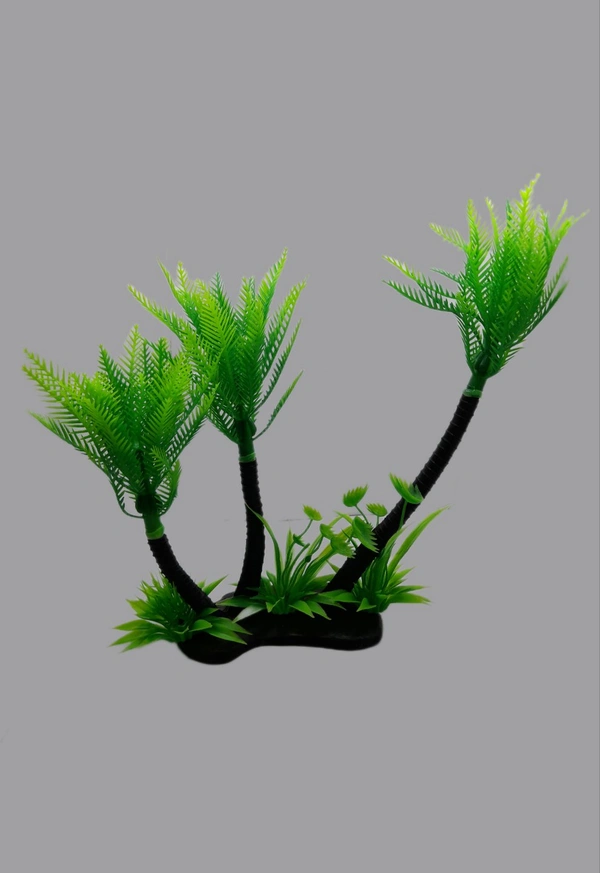 Artificial Coconut Tree | Aquarium And Home Decorative Item  - Green, 12 Inch
