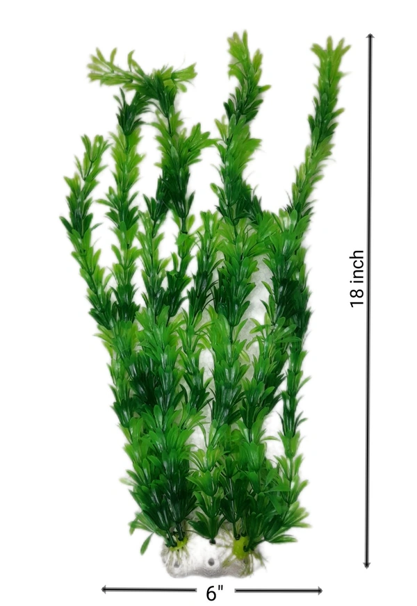 Artificial Plastic Made Plant Showpiece For Decorating Aquarium Beauty|Height:  - Green, 18 Inch