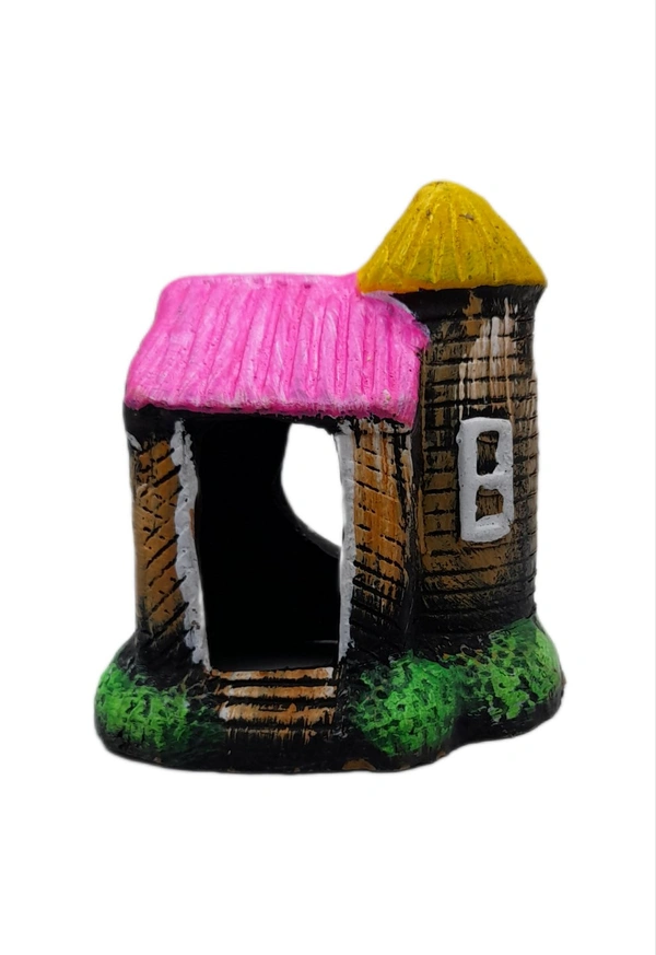 Small House Showpiece For Aquarium Decoration|Terracotta Made  - 4 Inch
