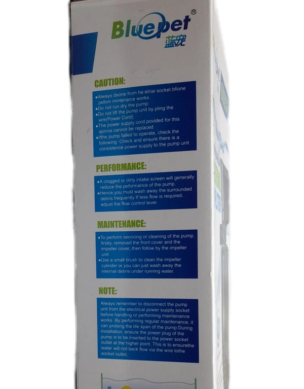 Aquarium Internal Filter / Power Filter | BLUEPET 6005F | Power: 15 W_F.Max: 880L/H  - 6005F