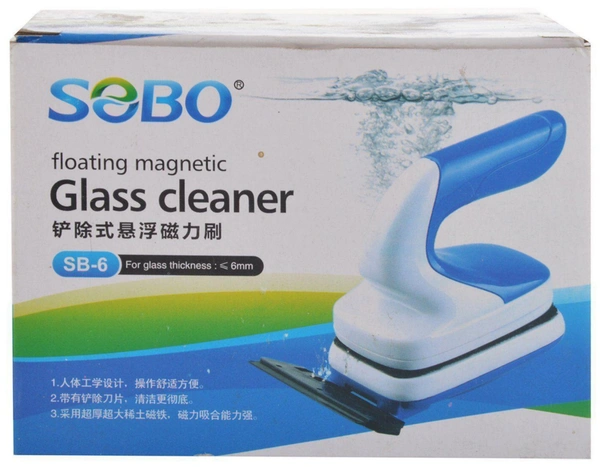 SOBO Aquarium Magnetic Glass Cleaner|Suitable Upto 5mm Glass Thickness|Model: SB-6  - SB-6/<6mm