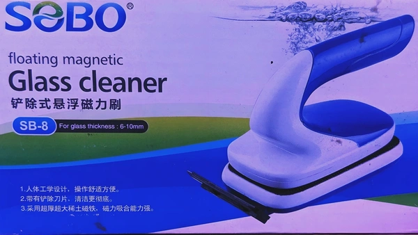 SOBO Aquarium Magnetic Glass Cleaner | Suitable Upto 10 mm Thickness Glass|Model: SB-08  - SB-08/<12mm