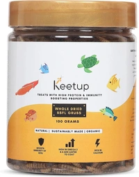 KEETUP Dried Black Soldier Fly Larvae Treat - Fish Food for Arowana, Oscar, Flowerhorn & Other Carnivorous Fishes - Omega 3 & 6, 50x More Calcium Than Mealworms  - 100 Gm