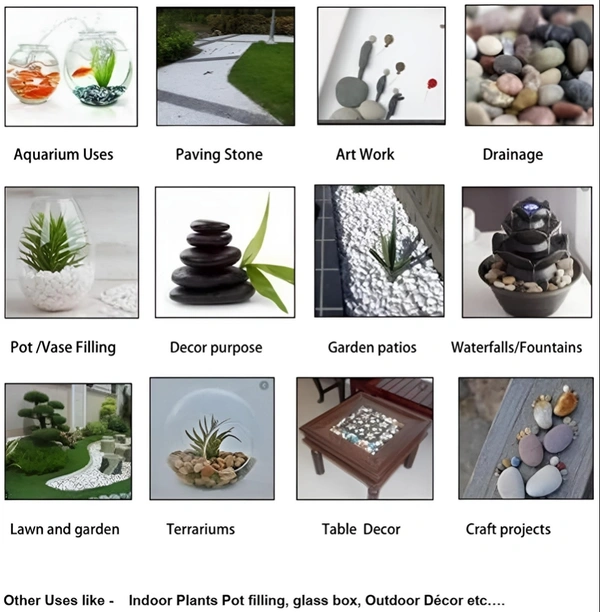 White Polished Stone(20mm~35mm) Pebbles For Decor Aquarium, Garden Plant Pot, Home Decor, Vase Filter etc|Size:20~35 mm  - 5 Kg