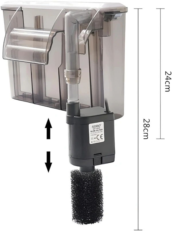 Hang-On Back(HOB) Filters For Aquariums|Aquarium External Filter Systems|Slim Filter - 308H-F.Max:580Litre/H