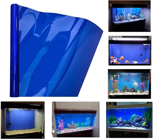 Blue Vinyl Paper For Wrapping Aquarium Background|Height: 2 Feet - (10×2) Feet