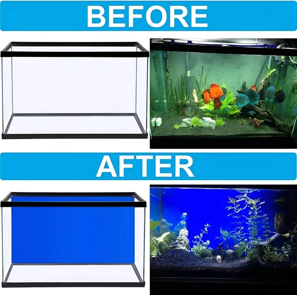 Blue Vinyl Paper For Wrapping Aquarium Background|Height: 2 Feet - (10×2) Feet