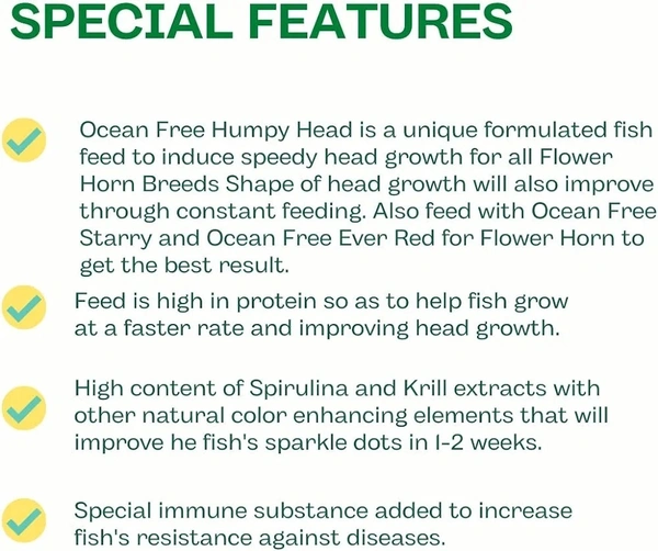 Humpy Head ( Original)100 Gm|Food For Flower Horn Fish|Increase Head Growth & Shape - 100 Gm
