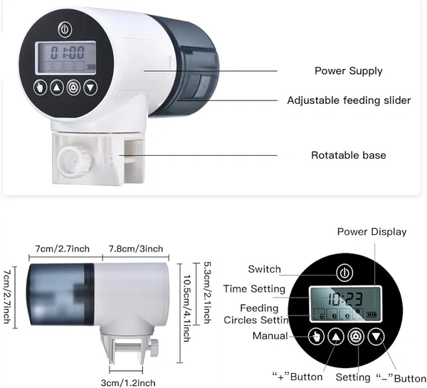 Digital Automatic Fish Feeder With LCD Display| Food Dispenser| Fixed Time Wise Fish Feeder