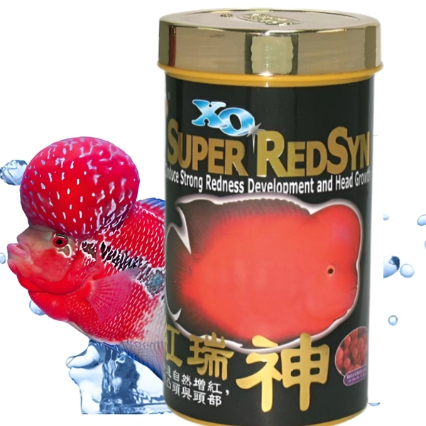 Original Ocean Free Xo Super Red Syn|280ml/100gm| Strong Redness Development and Head Growth Food For Flowerhorn Cichlid Fish - 100 Gm