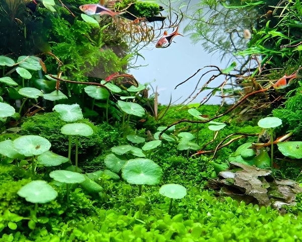 Hydrocotyle Vulgaris – Lush Creeping Aquarium Plant for Foreground & Carpets | Easy Low-Tech Aquascaping Choice - 20 Stems