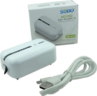 SOBO SB-418 AC/DC Aquarium Air Pump with Rechargeable Battery – 3L/Min Output, Ultra-Quiet, Portable with Air Stone, Tube & Check Valve - SB-418/1 Nozzle