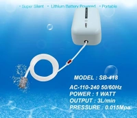 SOBO SB-418 AC/DC Aquarium Air Pump with Rechargeable Battery – 3L/Min Output, Ultra-Quiet, Portable with Air Stone, Tube & Check Valve - SB-418/1 Nozzle