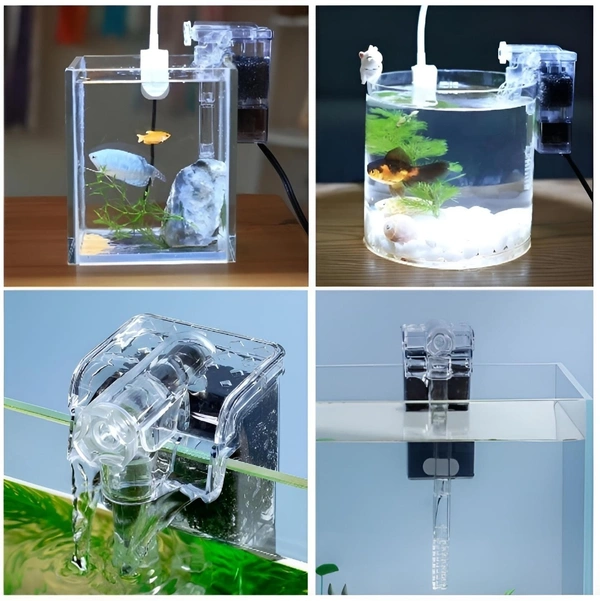 RS-800A Hang-On Aquarium Filter – 2.5W Silent 3-Stage Filtration | 280L/H with Surface Skimmer & Flow Control - 2.5W, RS 800A